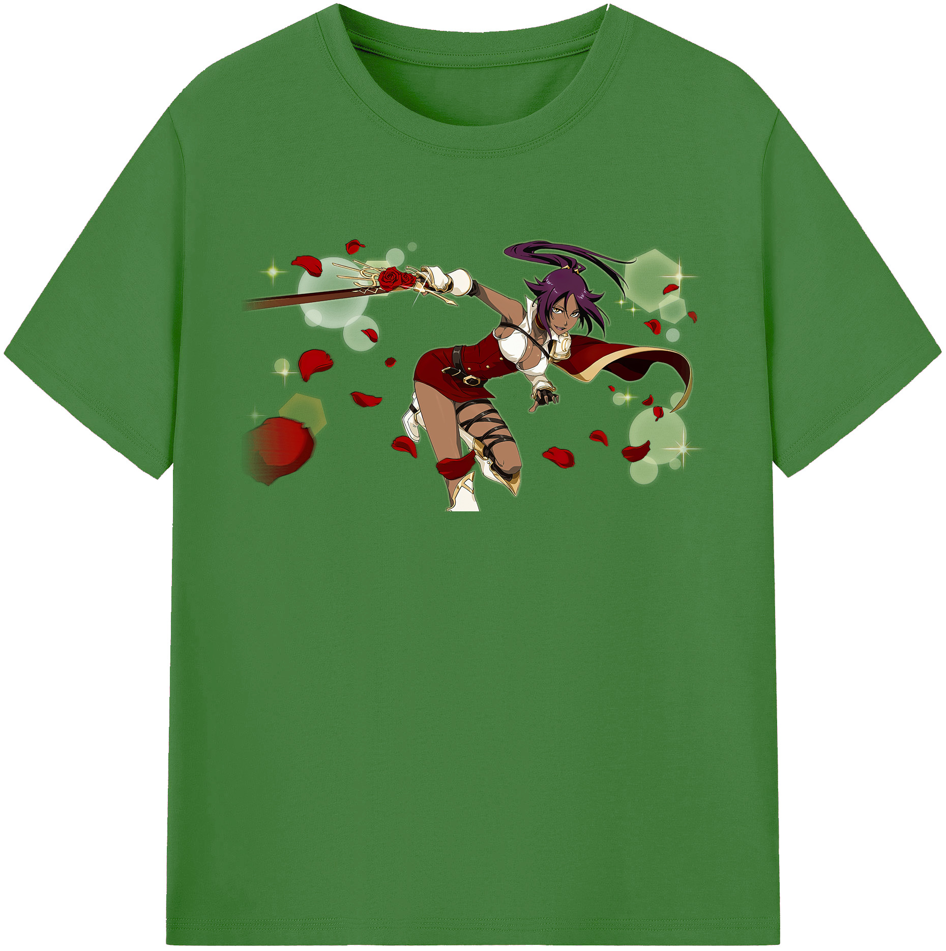 （画像用） ブリーチ 四楓院 夜一（しほういん よるいち） BLEACH Shihouin Yoruichi レディースカジュアルプリントTシャツ（綿100％）